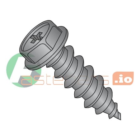 Newport Fasteners Sheet Metal Screw, #6 x 3/4 in, Black Oxide Steel Hex Head Phillips Drive, 10000 PK 781329